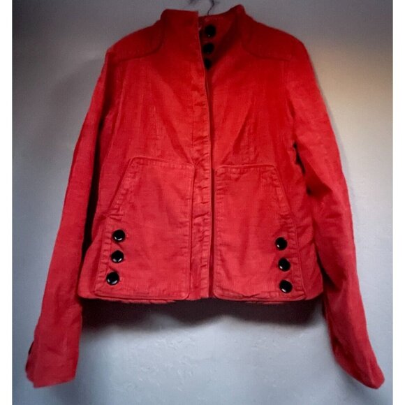 Citizens of Humanity Womens High Neck Jacket Size 14 Red Cotton Pockets USA Made